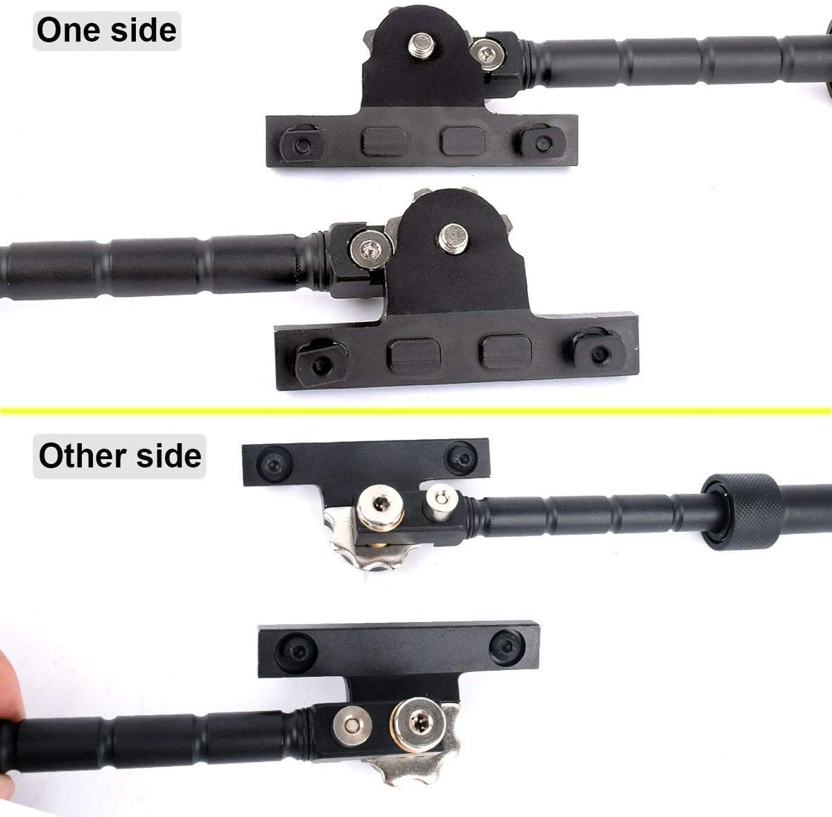 V8 Rifle Bipod Side Mount – Adjustable Folding Legs 6.5-9", MLOK Picatinny, Aluminum